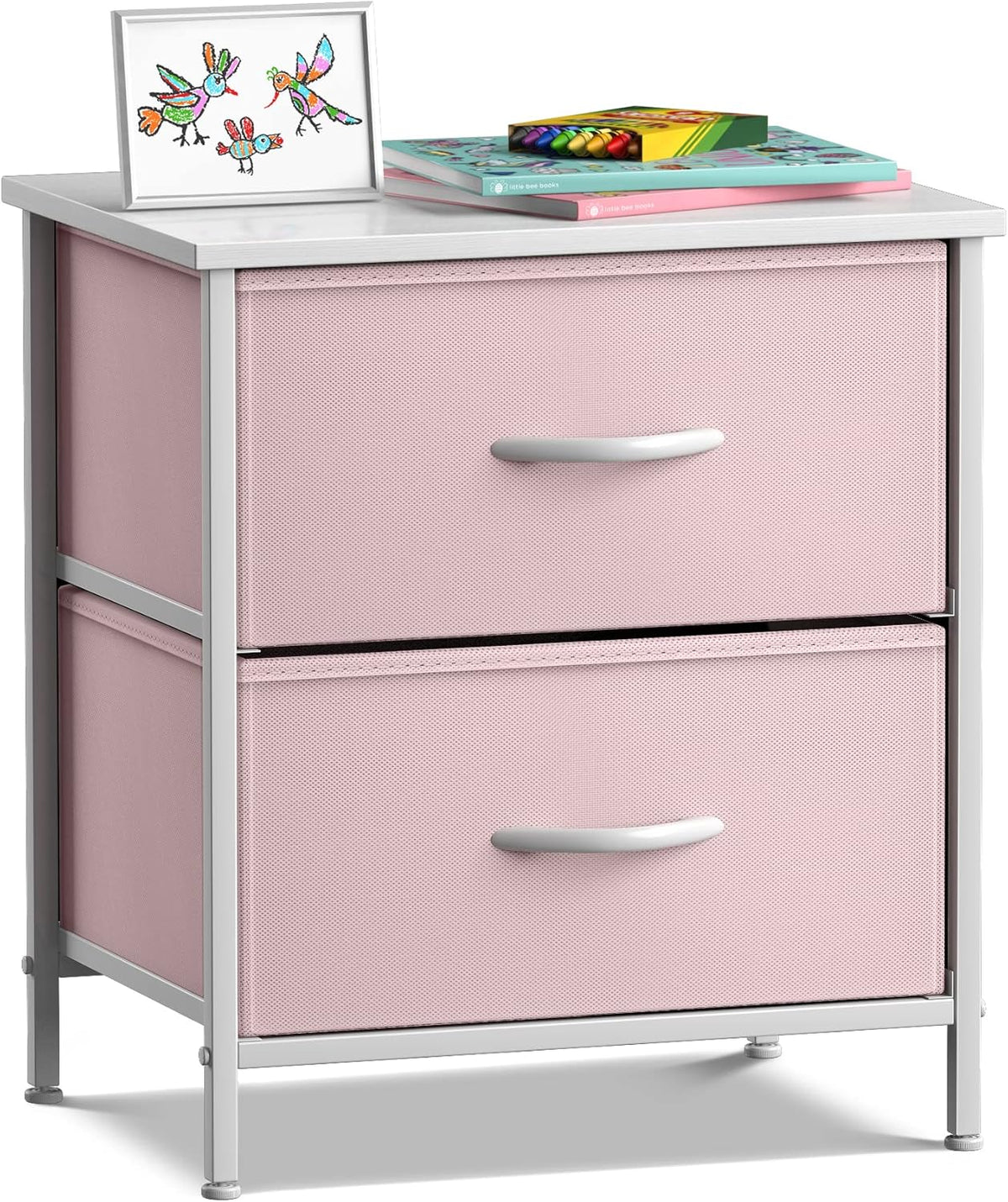 6 Drawer Pink Kids Dresser with Nightstand X9136