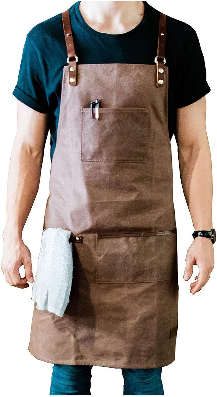 Leather and Canvas Adjustable Work Apron Pack of 2 H4211