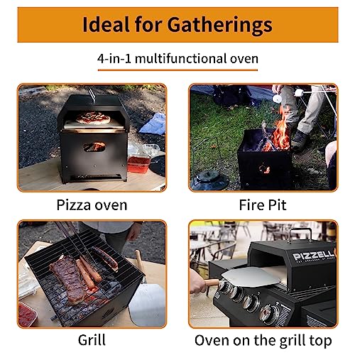 4 in 1 Wood Fired 2-Layer Detachable Outdoor Pizza Oven with Pizza Stone R534071