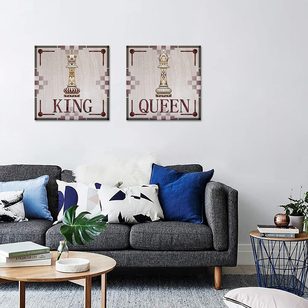 King and Queen of Chess Canvas Wall Art 24x24 Inch S473
