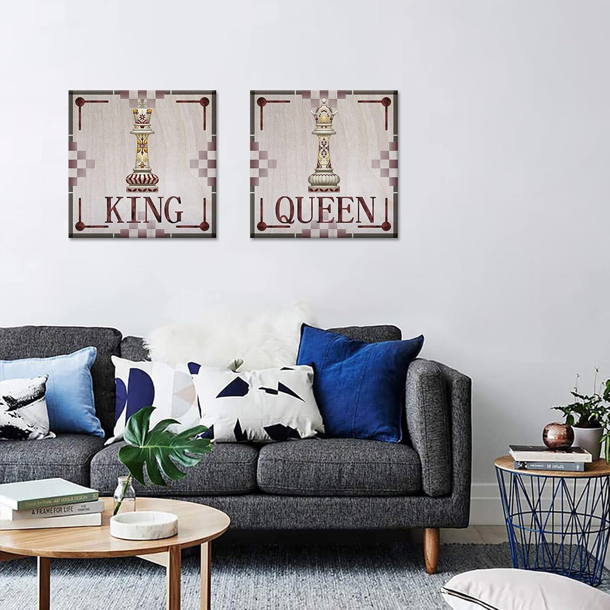 King and Queen of Chess Canvas Wall Art 24x24 Inch S473