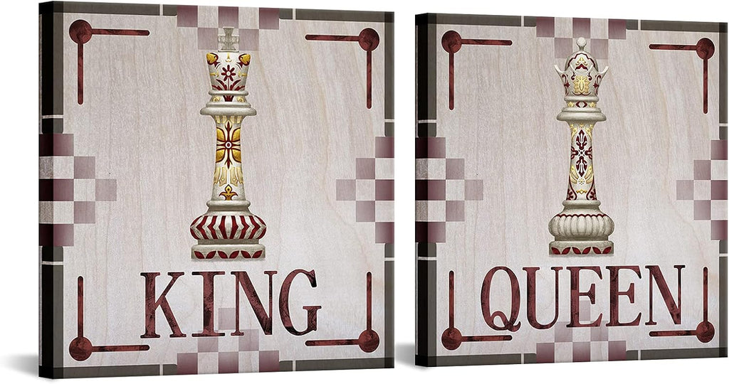 King and Queen of Chess Canvas Wall Art 24x24 Inch S473