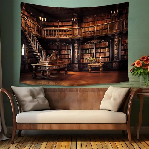 Medieval Bookshelf Tapestry Wall Hanging E502