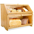 Double Layer Large Wooden Bread Box V1986
