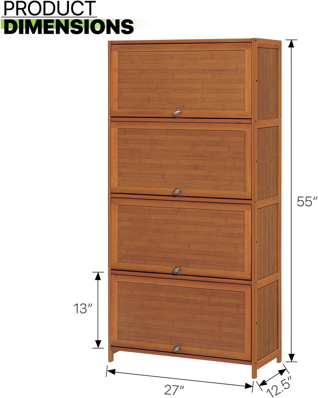 Bamboo 8 Tier Shoe Shelf Storage Rack with Flip Doors X2839