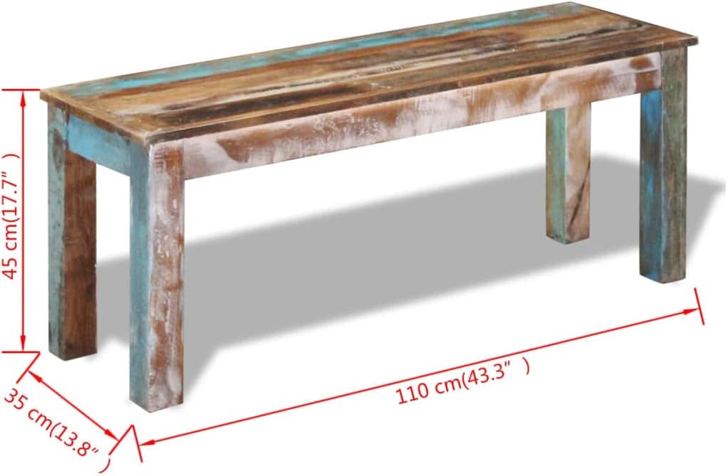 Solid Reclaimed Wood Bench 43.3"x13.8"x17.7" N131584