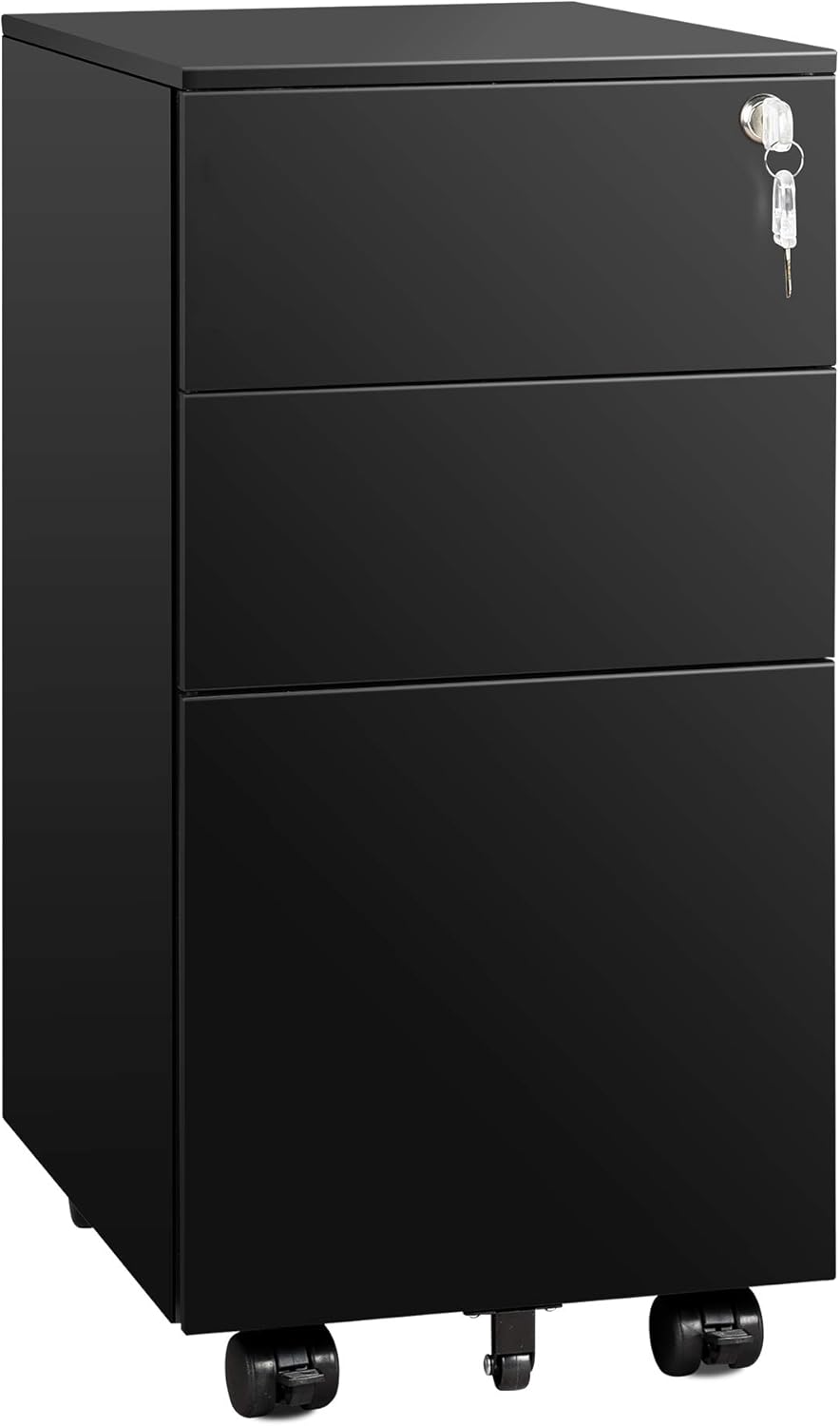 White 3 Drawer Slim File Cabinet with Lock N34117