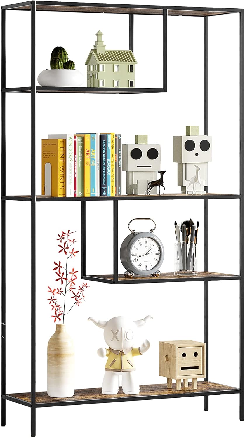 Brown 3-Tier Metal Bookshelf Storage Organizer D97997