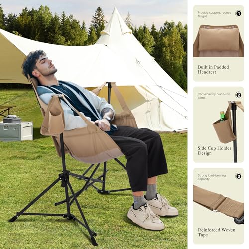 Blue Adjustable Folding Camping Chair with Cup Holder P15292
