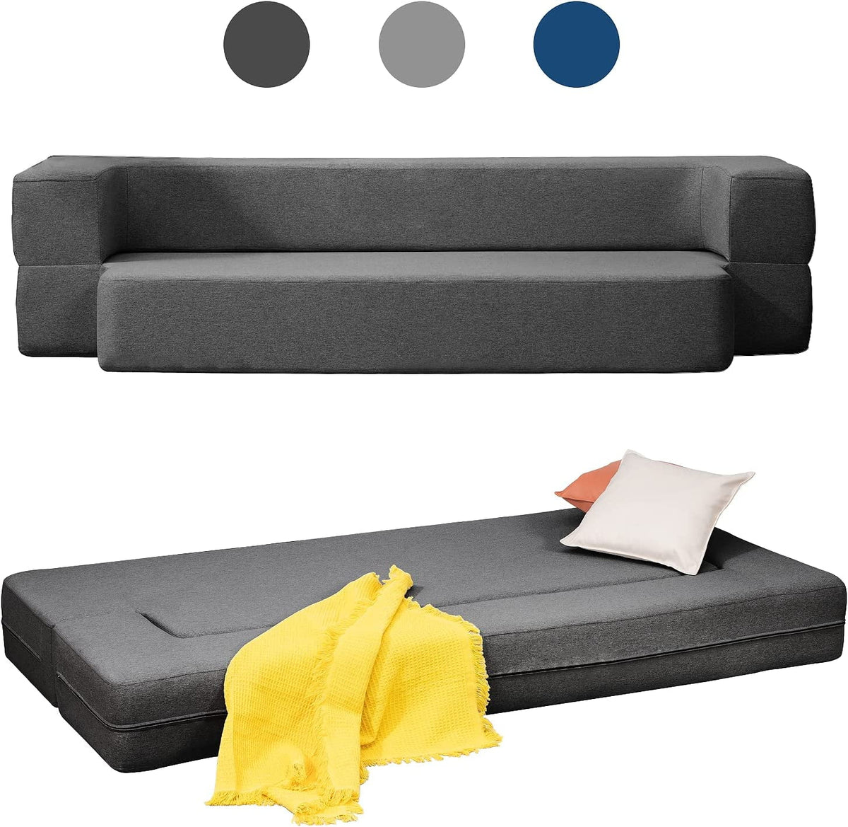 Dark Gray Folding Queen Size Sleeper Sofa Bed E141