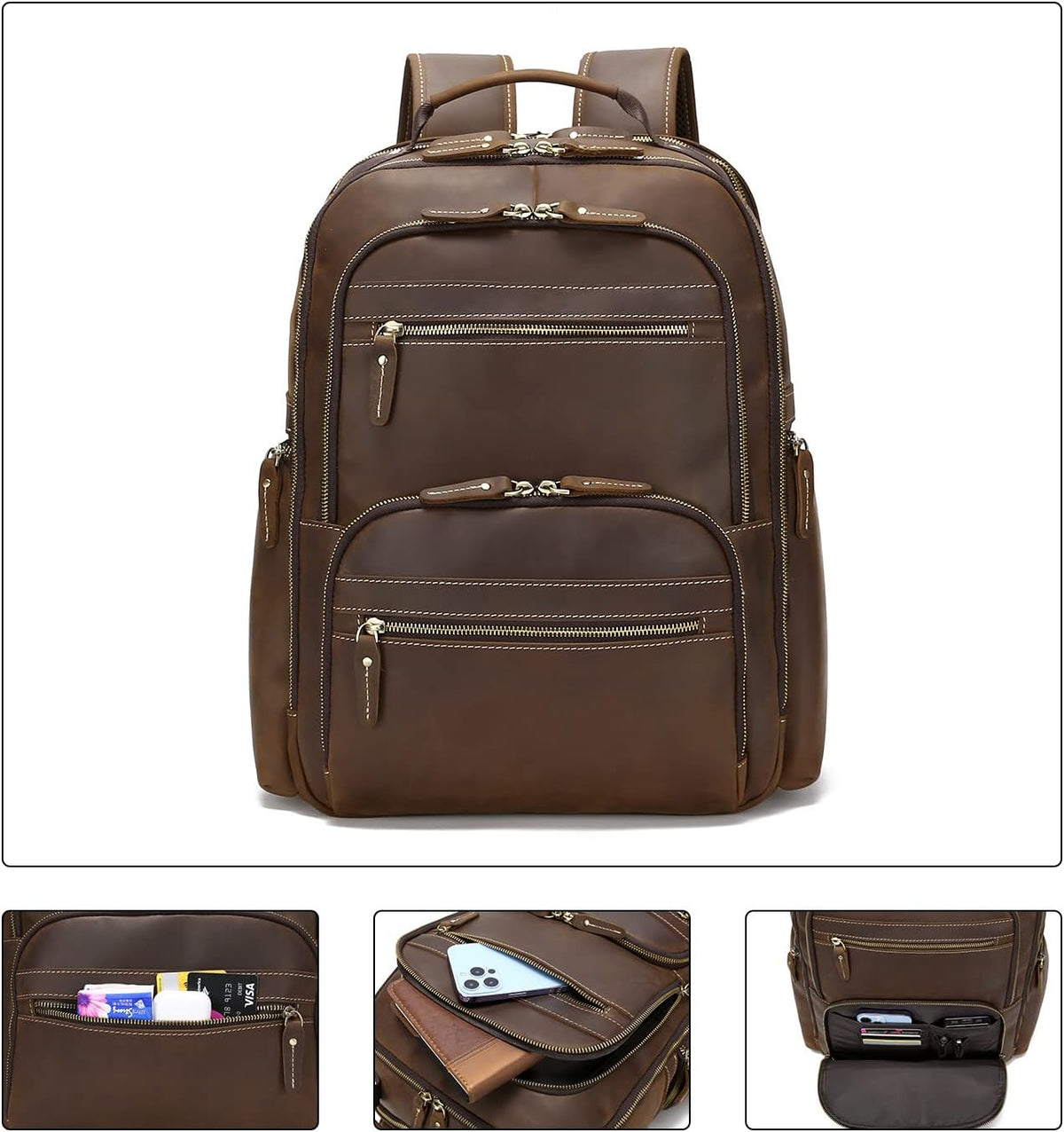 Genuine Leather 18 inch Laptop Backpack G1148