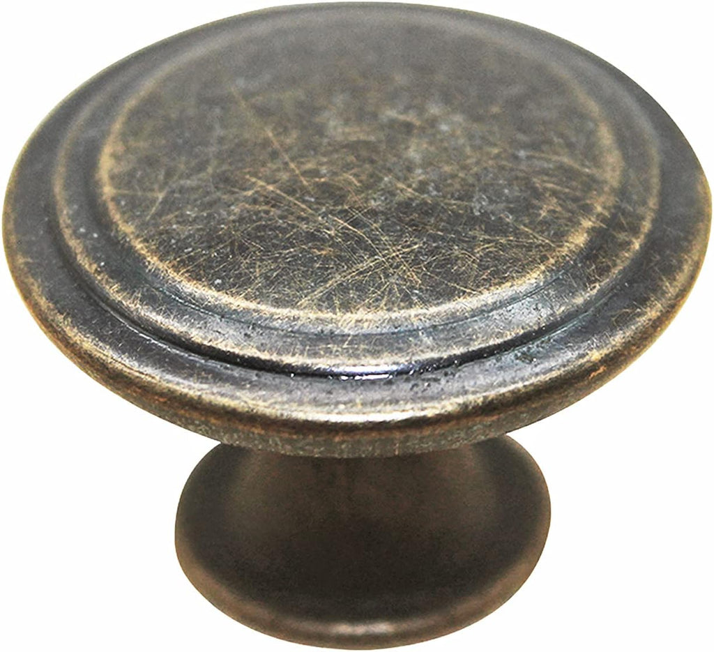 Antique Brass 6 Pack 1.18 inch Cabinet Knobs and Pulls F7581