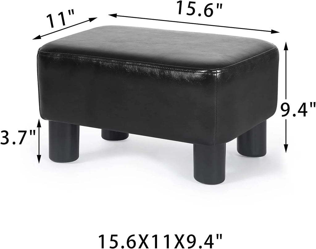 Black Faux Leather Rectangular Footrest Ottoman A505950