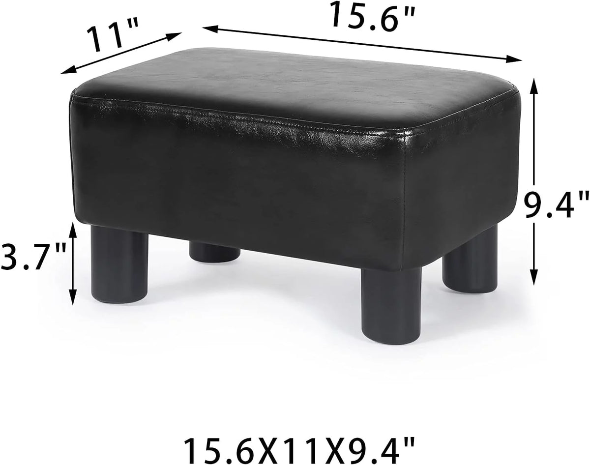 Black Faux Leather Rectangular Footrest Ottoman A505950