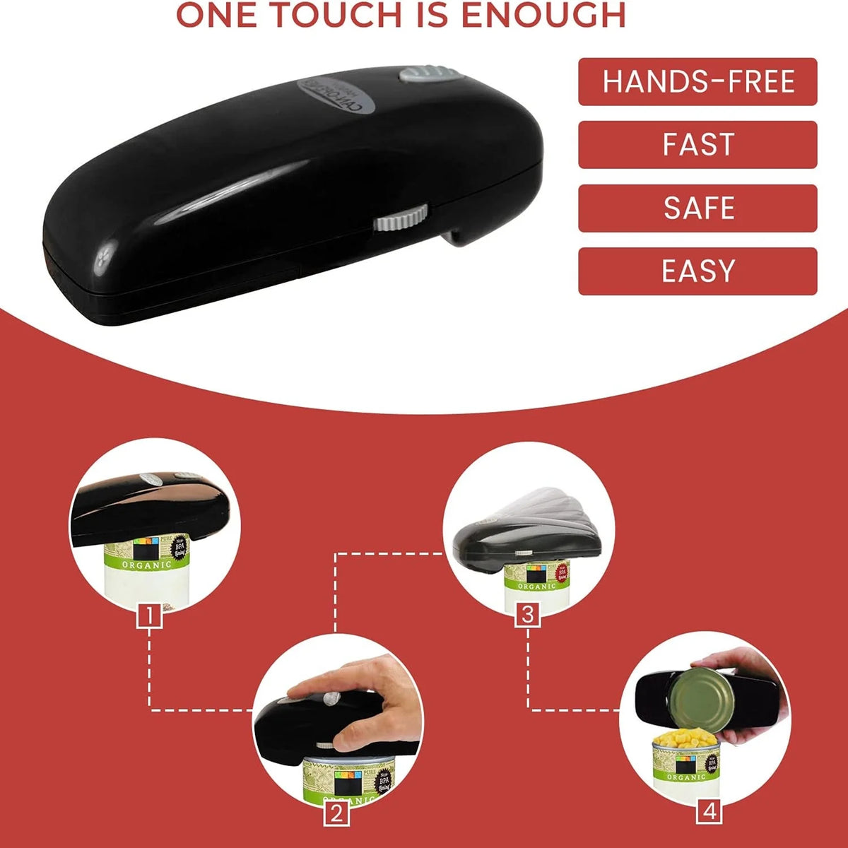 Black Battery Operated Electric Can Opener V782