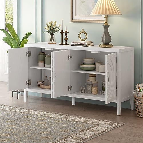 Black 4-Door Sideboard Cabinet with Adjustable Shelves T772