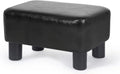 Black Faux Leather Rectangular Footrest Ottoman A505950