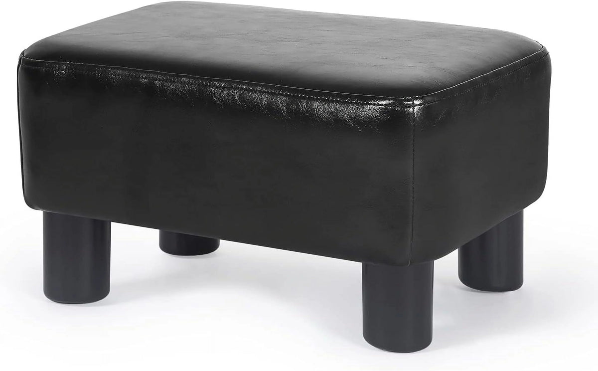 Black Faux Leather Rectangular Footrest Ottoman A505950