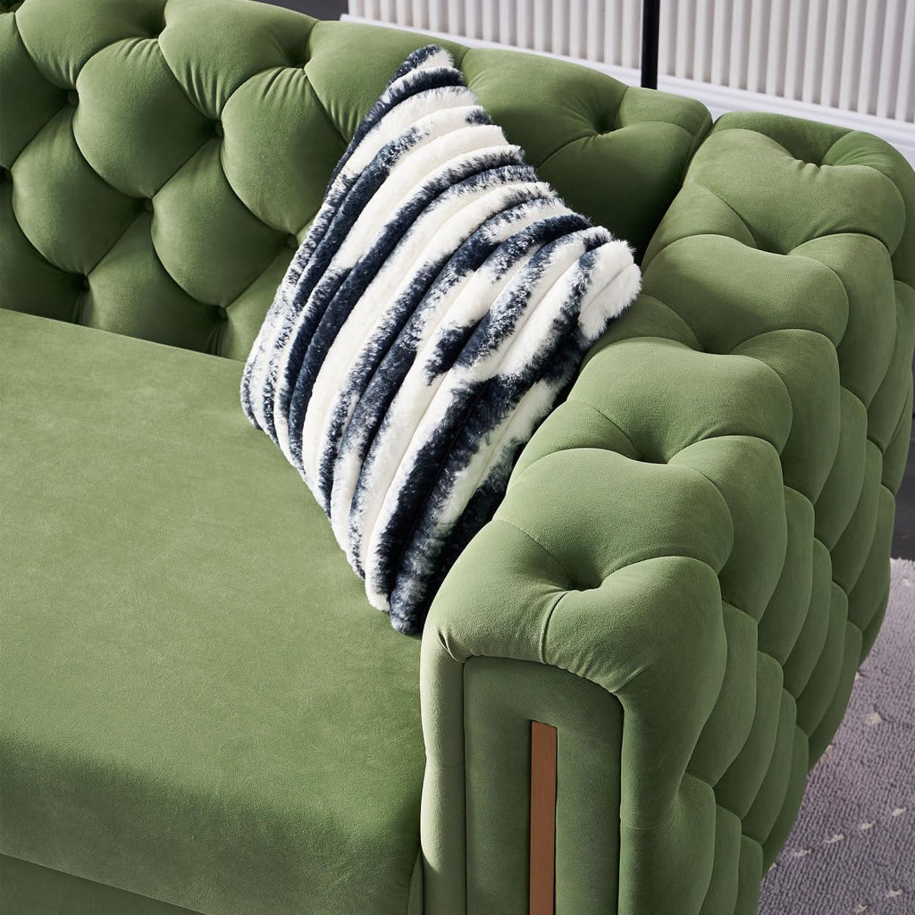 Mint Green Velvet Tufted Sofa W33494