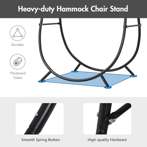 Macrame Hammock Chair with Stand, Heavy Duty Hanging Chair Stand, Includes Seat Cushion, Max 400 Lbs, Natural F25357