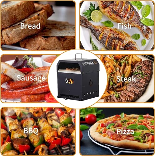 4 in 1 Wood Fired 2-Layer Detachable Outdoor Pizza Oven with Pizza Stone R534071