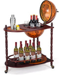 34.5’’ Wine Bar Cart with Wheels, 2 Storage Shelves, Wood Liquor Cabinet U90122