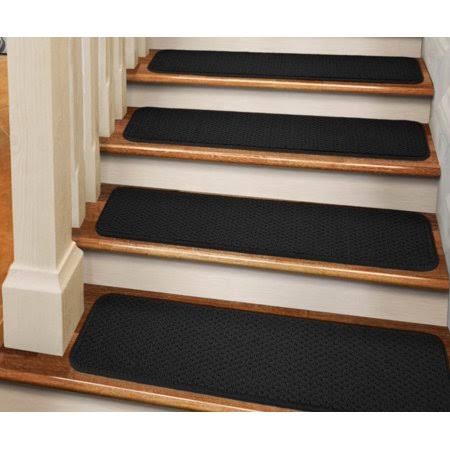 Set of 12 Black Adhesive Carpet Stair Treads B68516