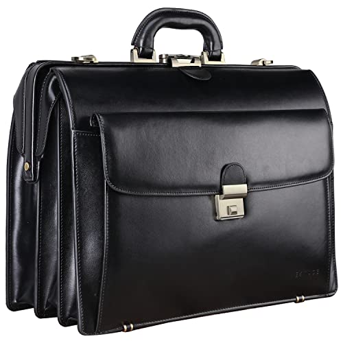 Leather Briefcase with Lock Attache Case 15.6 Inch Laptop Doctor Bag O102