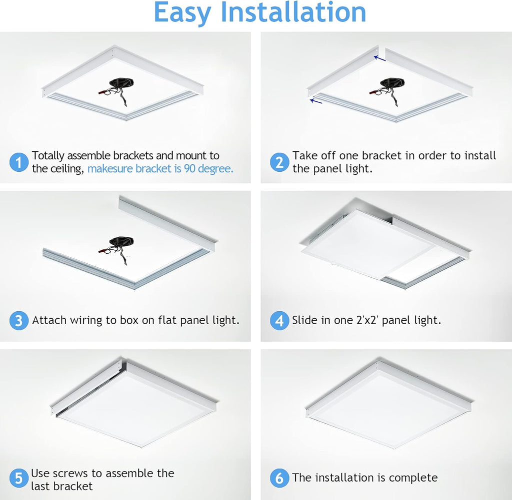 2x2 FT Surface Mount Kit for LED Flat Panel Light - Aluminum 24x24 inch Ceiling Frame Kit K367999
