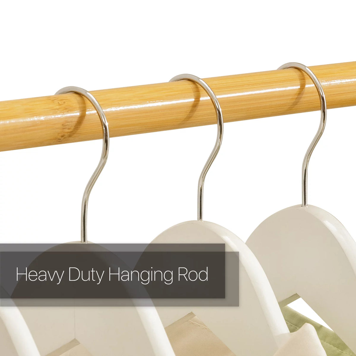 Bamboo 2 Drawers Coat Pants Rack Wardrobe V2788