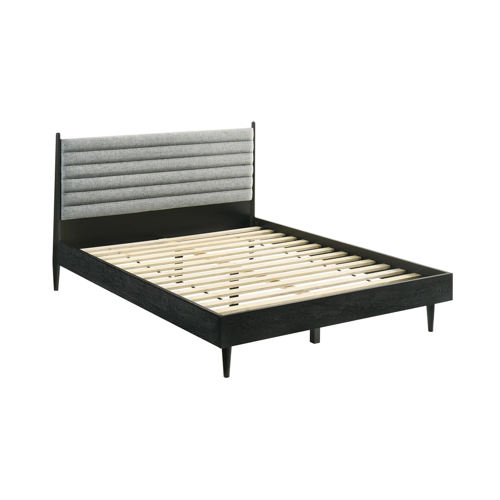 Queen Platform Wood Bed Frame with Slim Track Arms in Black M559