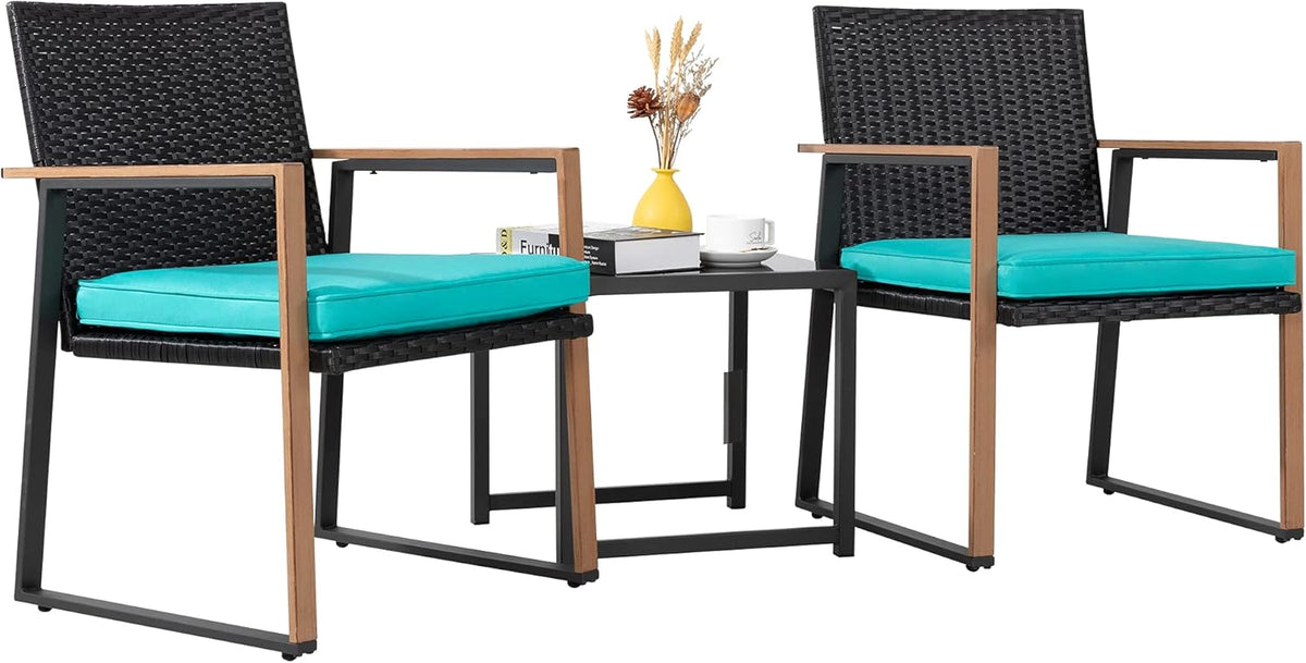 3 Piece Wicker Patio Furniture Set with Coffee Table G121231