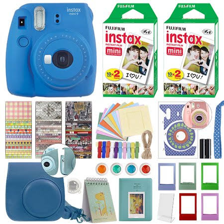 Cobalt Blue Instant Film Camera with 40 Film Bundle M5029