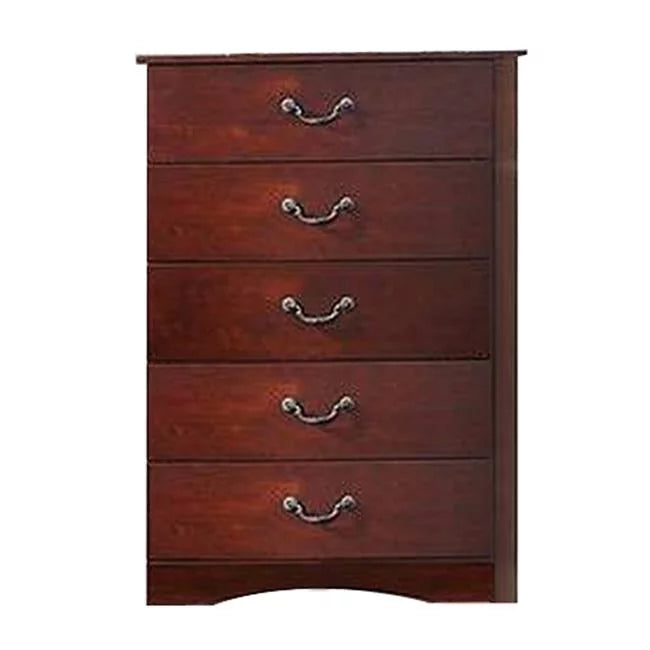 Cherry Brown 5 Drawer Wood Dresser D709
