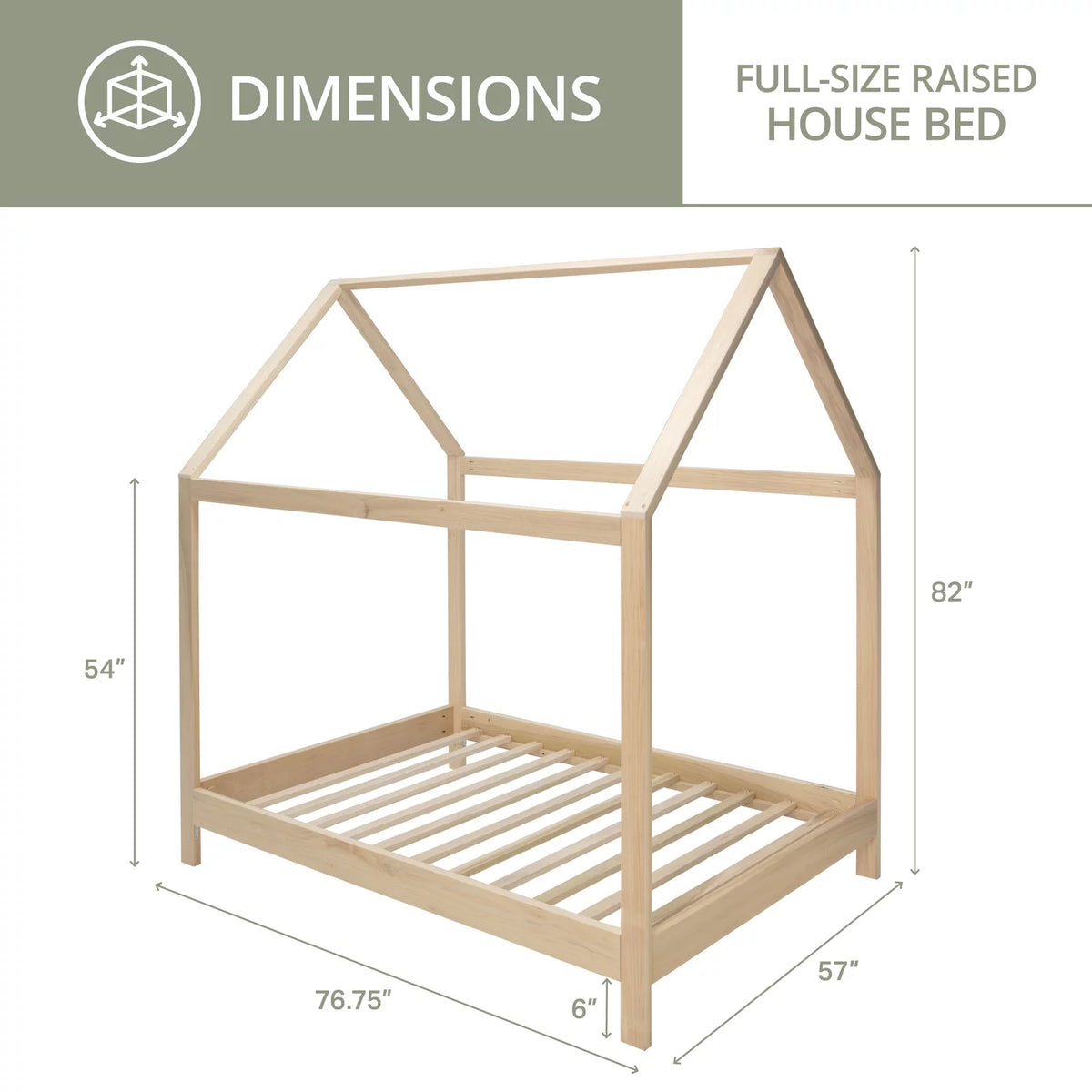 Full Size House Bed with Raised Base R8088