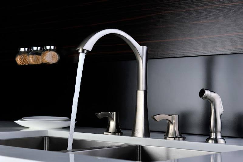 2-Handle Standard Kitchen Faucet in Brushed Nickel O849381