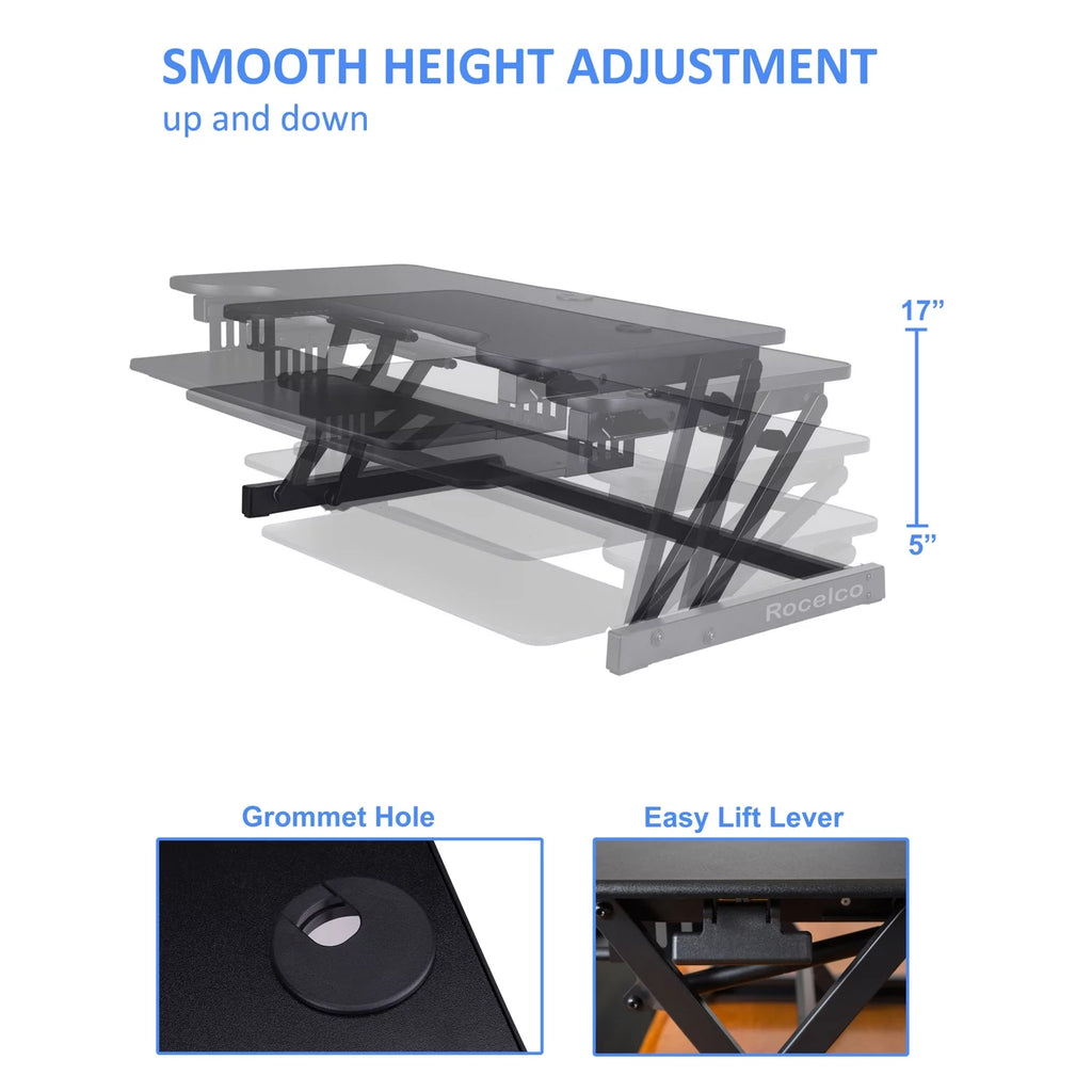 Height Adjustable Standing Desk Converter Black G229147