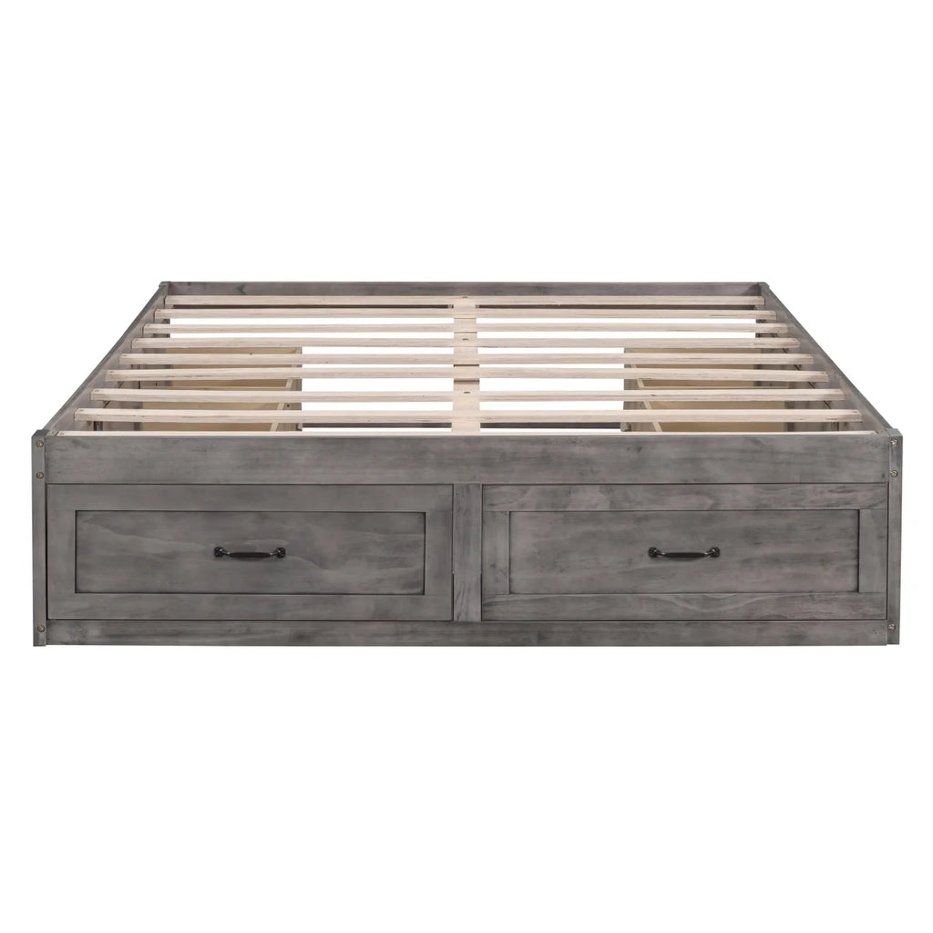 Full Size Wood Captain Bed with 6 Storage Drawers U711254