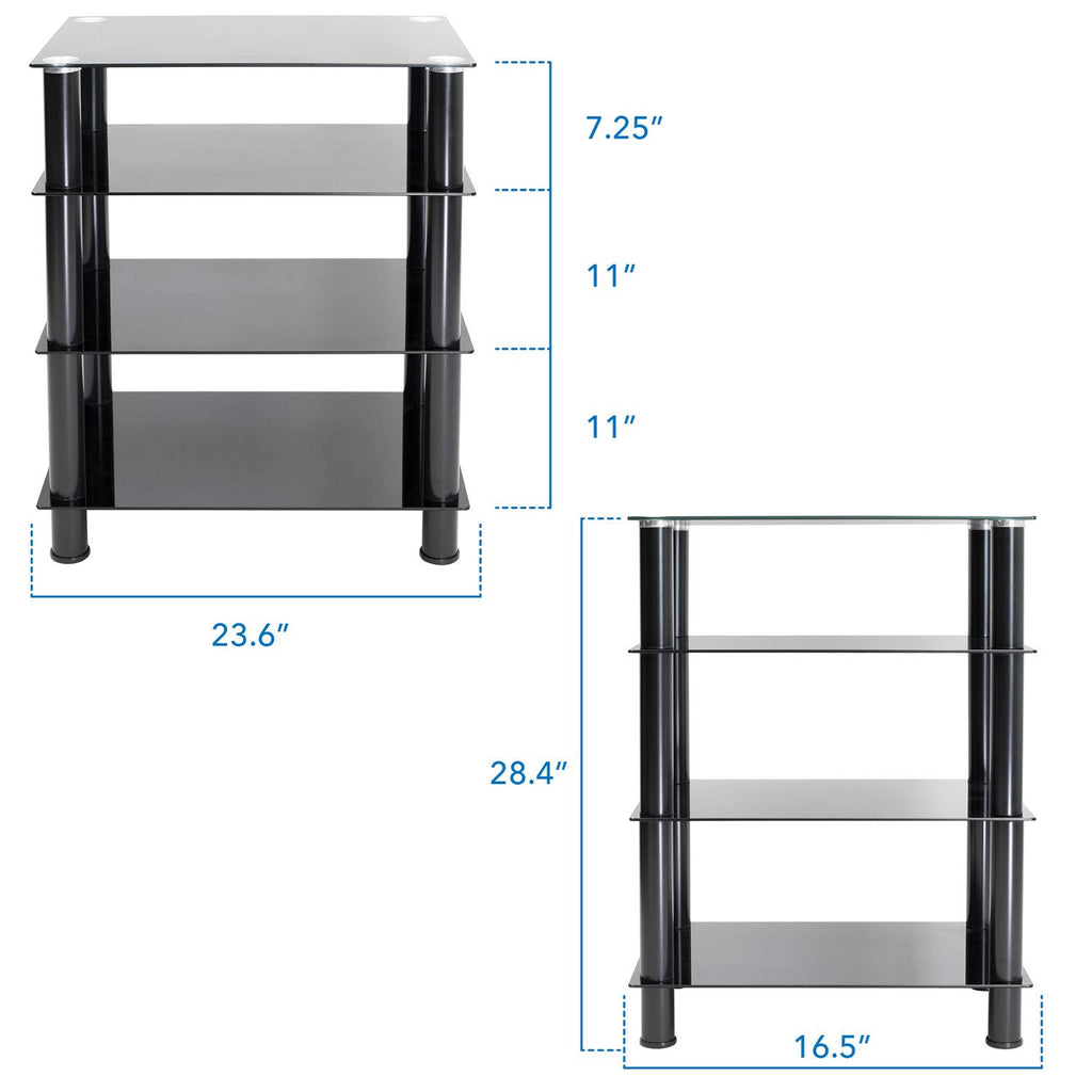 Tempered Glass 4-Tier Media Stand, Black Z15409