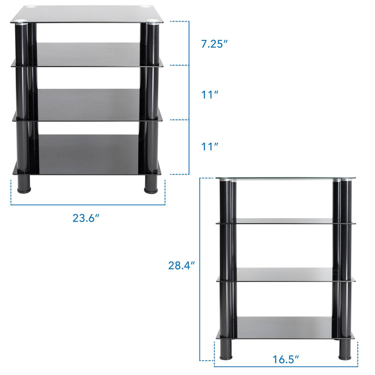 Tempered Glass 4-Tier Media Stand, Black Z15409