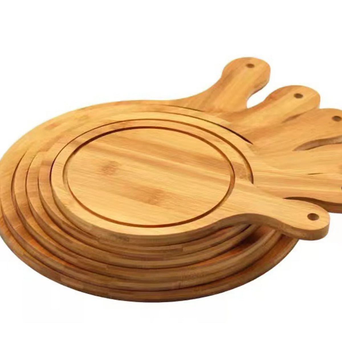 Round Bamboo Wooden Pizza Paddle Cutting Board R445320