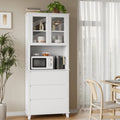 White 3 Drawer Tall Cabinet with Glass Door Q282