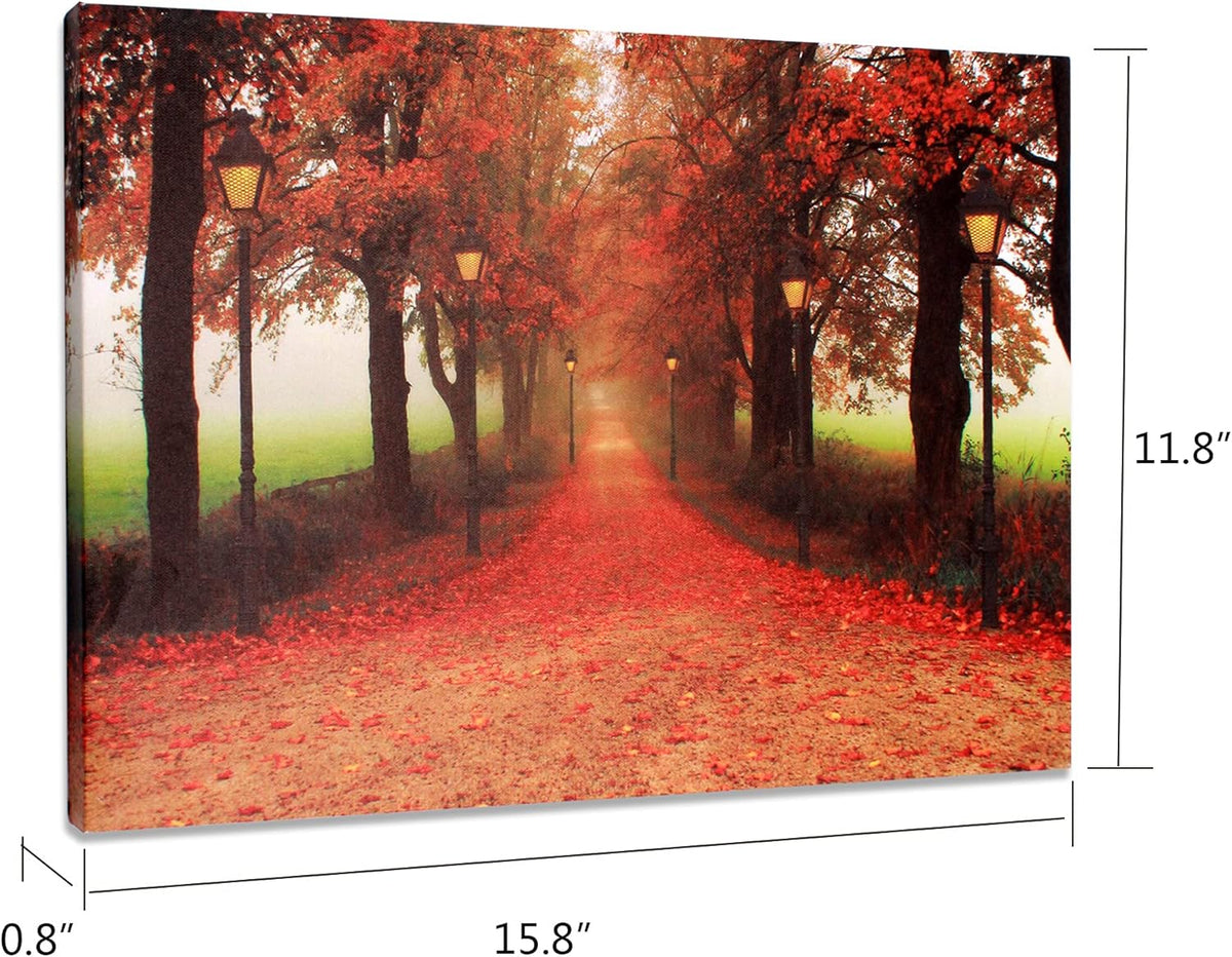 Red Maple Forest LED Wall Art Canvas Pictures 15.8x11.8inch E978194