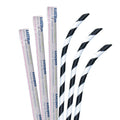 7 3/4x22 Black White Striped Paper Straw Z200