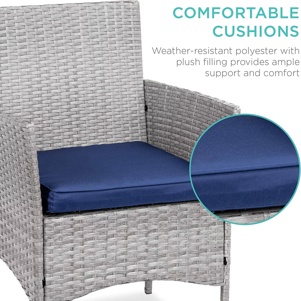 3-Piece Outdoor Wicker Bistro Set with 2 Chairs and Storage Table L515