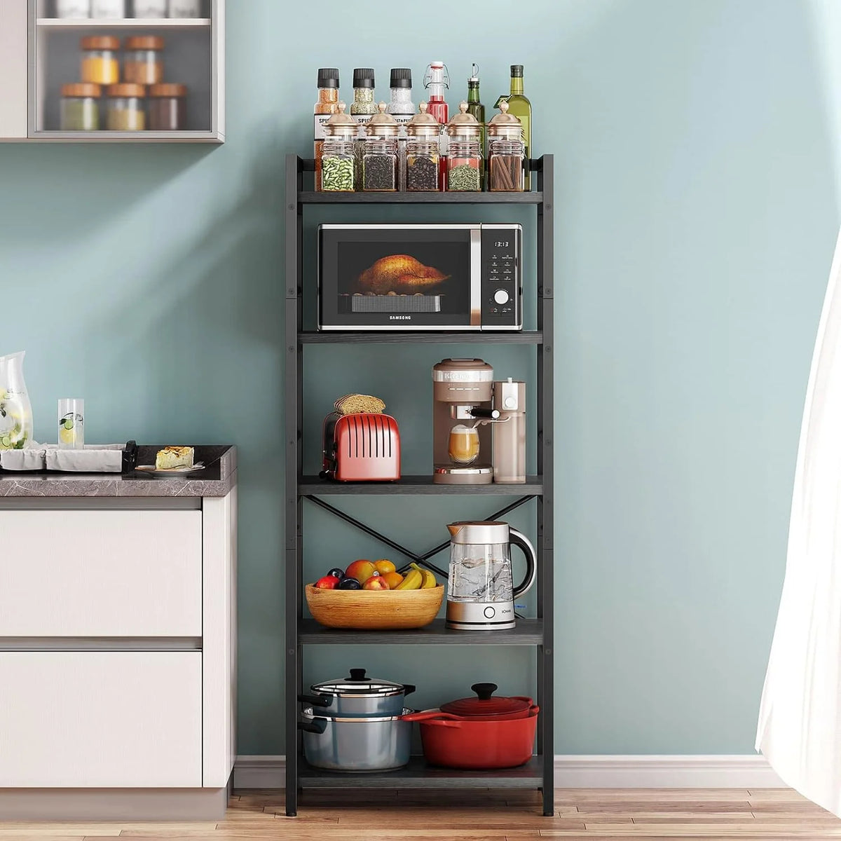 5-Tier Bakers Rack with Storage, Black M23283