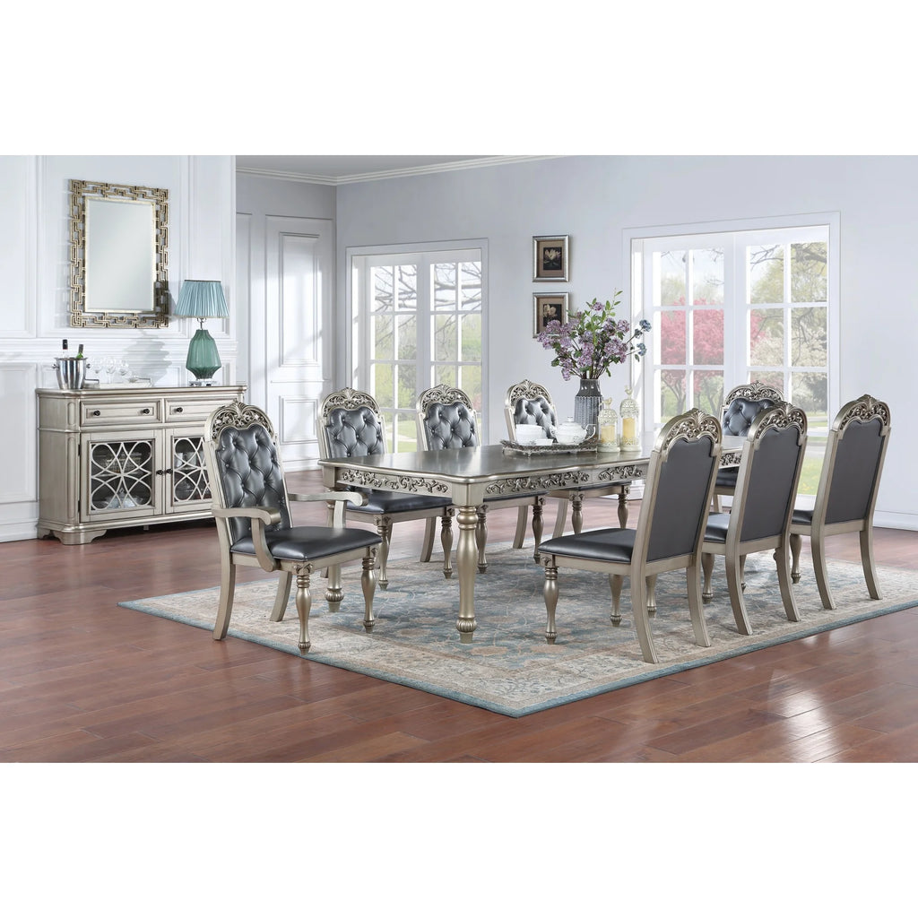 Grey Silver Rubberwood Upholstered Dining Chairs Set of 2 L3643