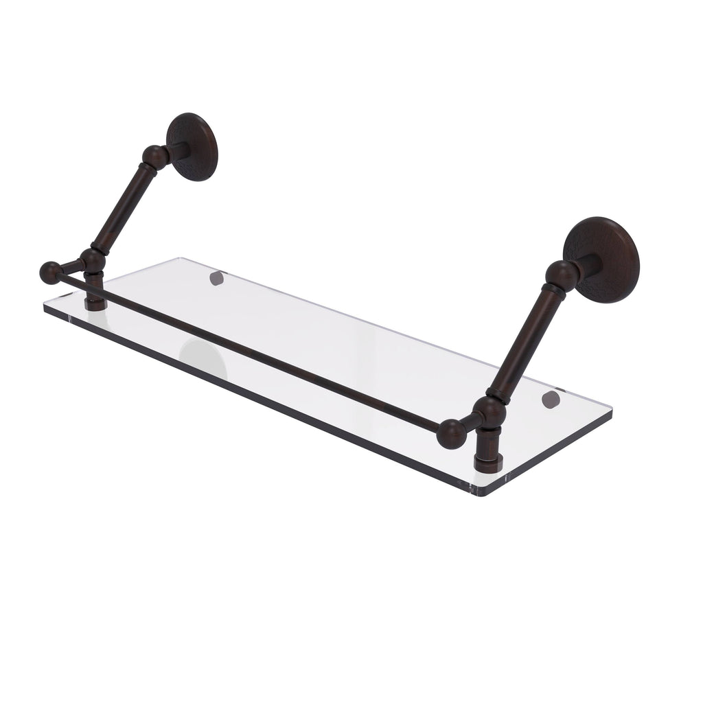Satin Chrome Floating Glass Shelf with Gallery Rail - 30 inch V744579