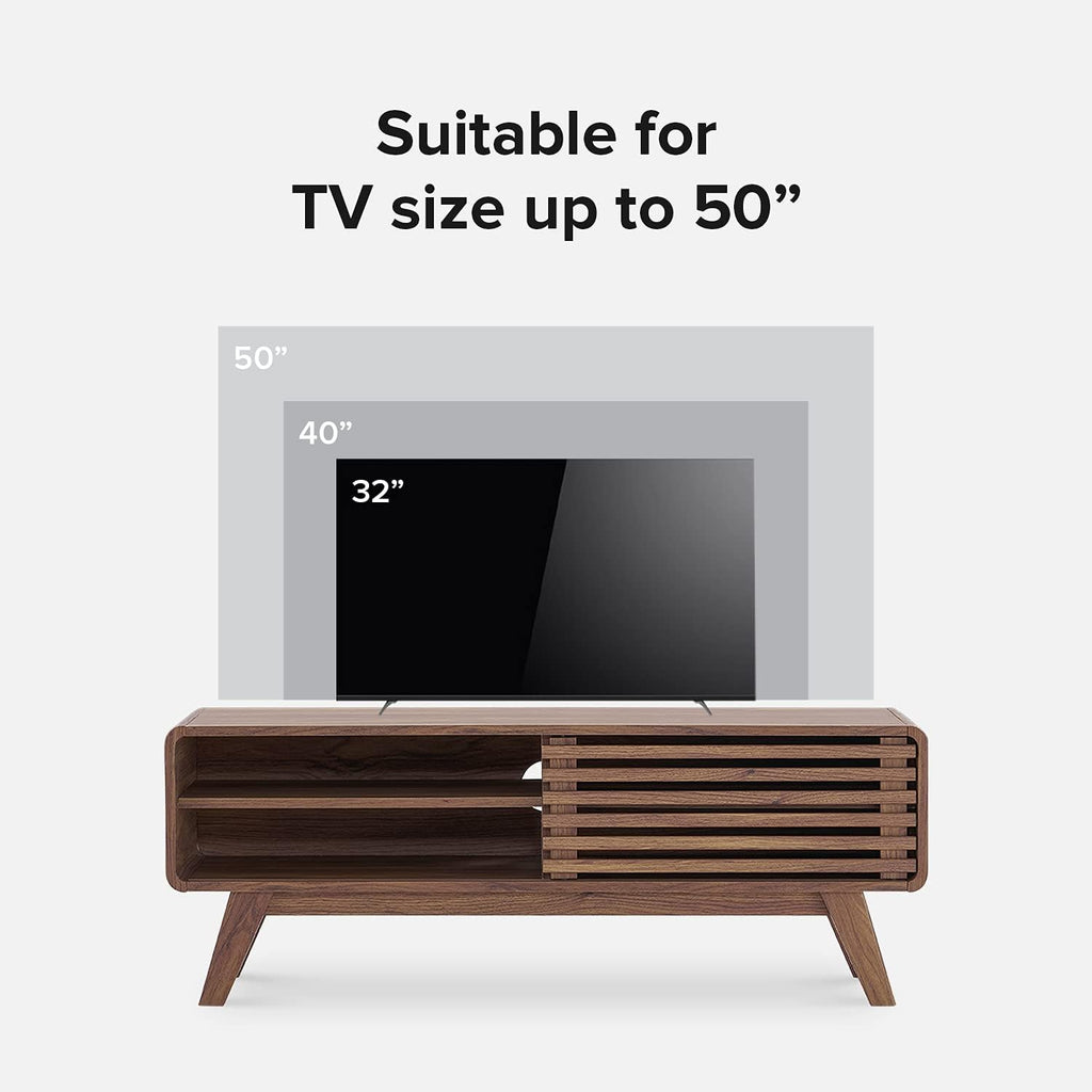 Scandinavian TV Stand with Slatted Door A256