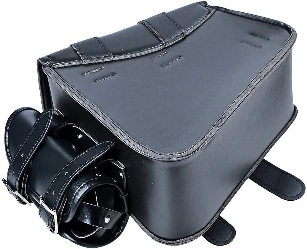 Left Black Soft PU Leather Solo Swing Arm Saddle Bag with Side Storage L8694